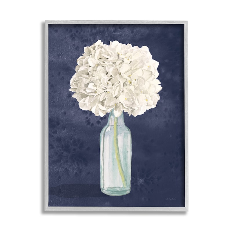 Stupell White Floral Bouquet in Bottle Blue Painting Framed Wall Art