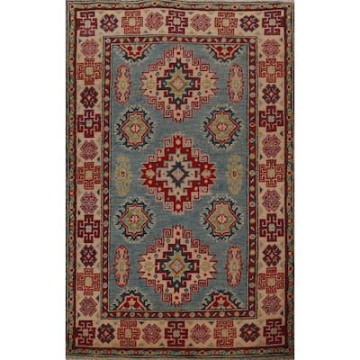 Blue Kazak Foyer Rug Traditional Oriental Handmade Wool Carpet - 2'8"x 4'1"