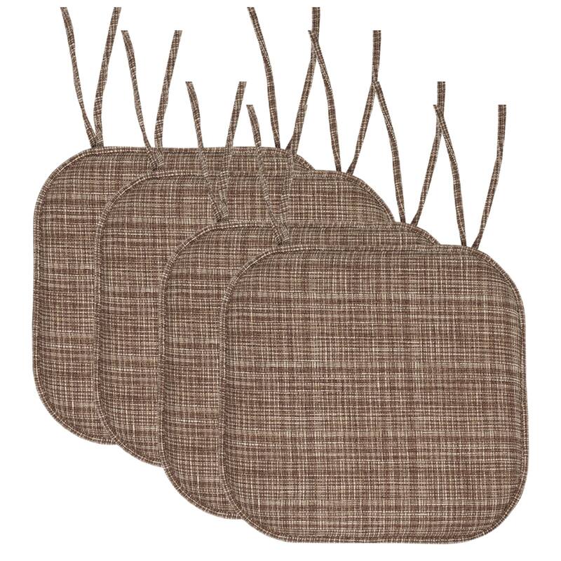Aria Memory Foam Non-Slip Chair Pad with Ties - Dark Brown - Set of 4