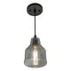 preview thumbnail 10 of 12, Millie Matte Black Mini Pendant Ceiling Light Smoke Gray Bell Glass - 6-in W x 8.25-in H x 6-in D