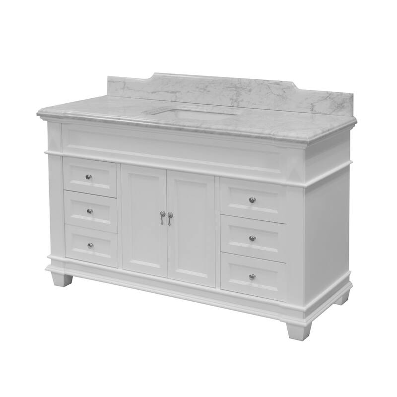 KitchenBathCollection Elizabeth 60" Single Bathroom Vanity with Carrara Marble Top