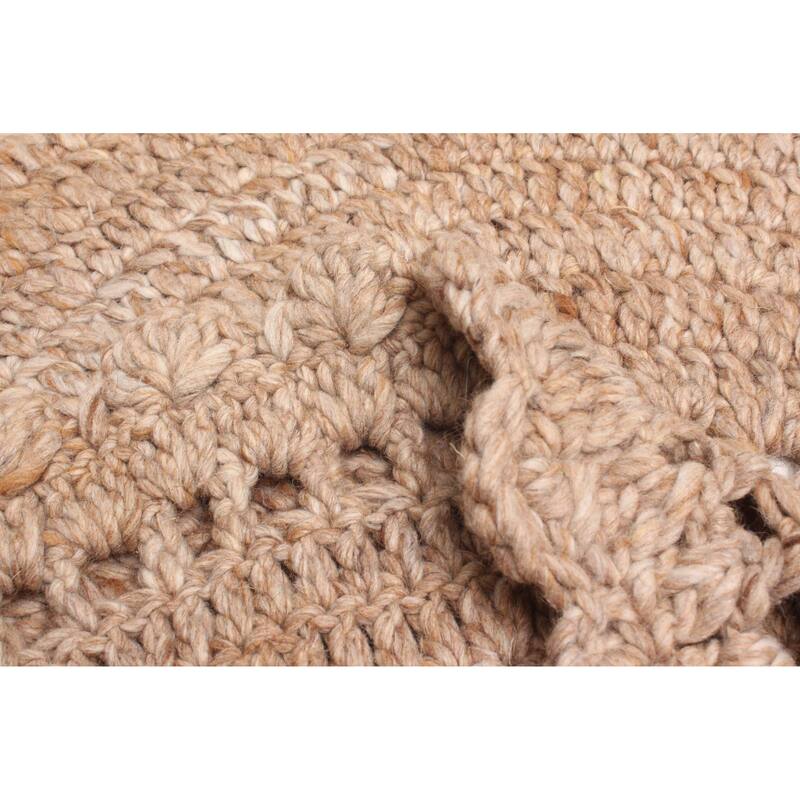 ECARPETGALLERY Braid weave Sienna Tan Wool Rug - 3'2 x 3'2