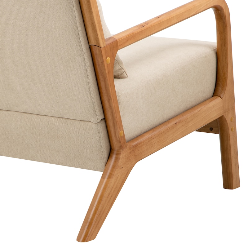Mid-Century Modern Fabric Upholstered Wood Arm Chair