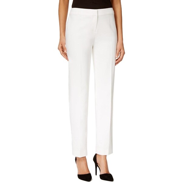 Kasper Womens Petites Kristy Straight Leg Pants Stretch Solid