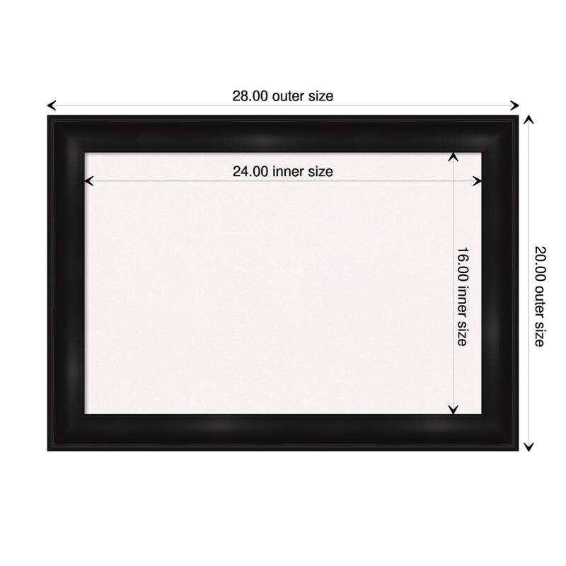 Grand Black Narrow Framed White Corkboard Bulletin Board - Board Size 24x16