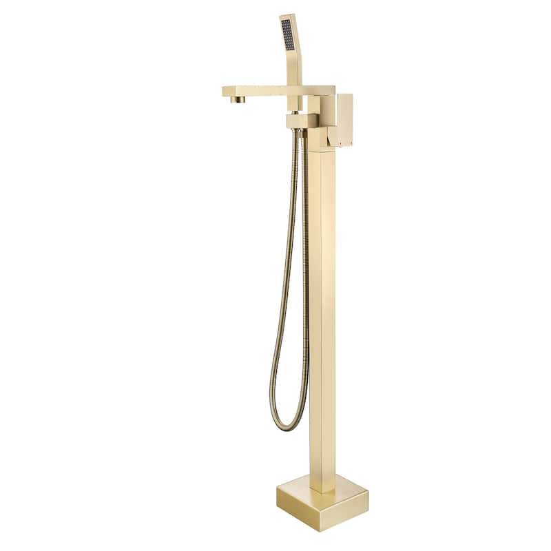 Freestanding Tub Shower Claw Foot Faucet with Handheld Spout - 10"37" - Gold