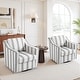 preview thumbnail 117 of 177, 2 Set Modern Swivel Accent Arm Chair for Living Room Stripe Grey-Linen