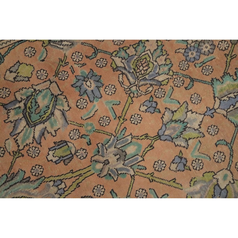 Hand Knotted Oriental 100% Wool Carpet Traditional All-Over Oranges & Rust Tabriz Area Rug - 12' 2'' X 9' 8''