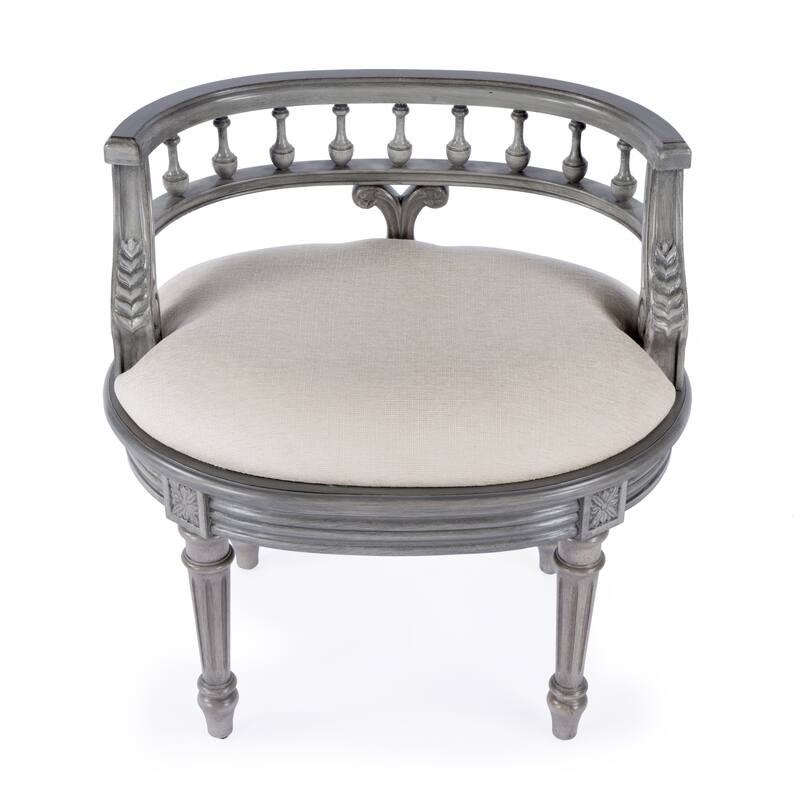 Hathaway 22.5 in. W Oval Upholstered and Wood Traditional Vanity Seat