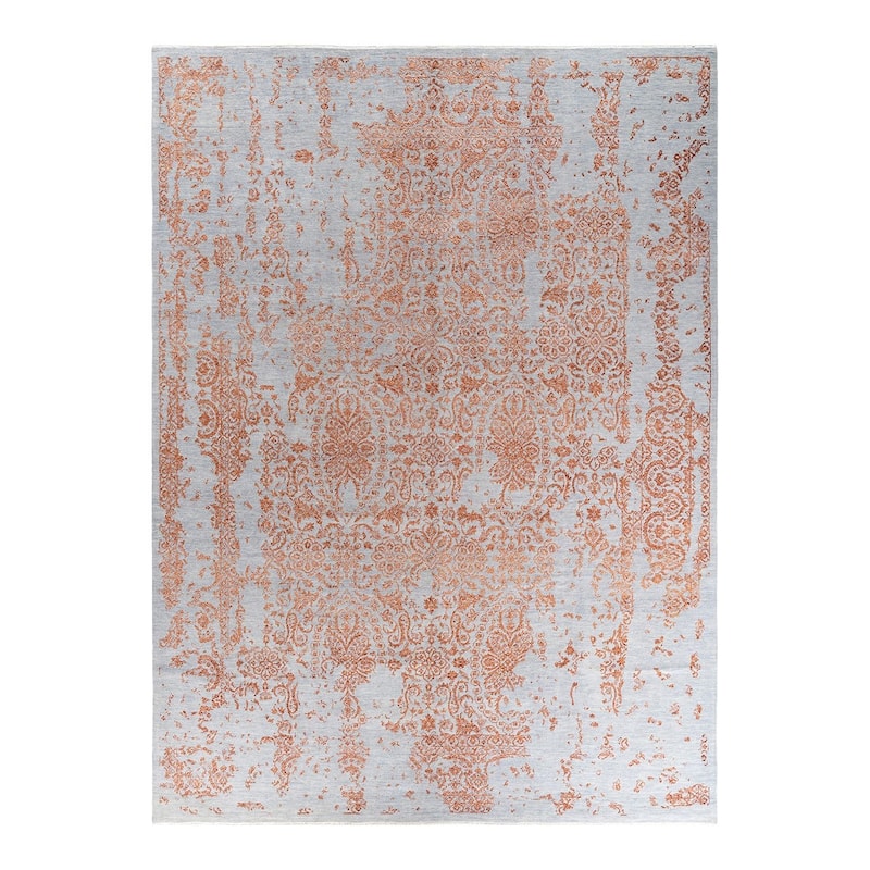 Ikat One-of-a-Kind Hand-Knotted Area Rug - Gray, 9' 1" x 12' 4" - 9' 1" x 12' 4"