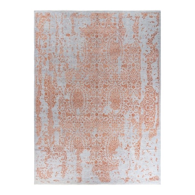 Ikat One-of-a-Kind Hand-Knotted Area Rug - Gray, 9' 1" x 12' 4" - 9' 1" x 12' 4"