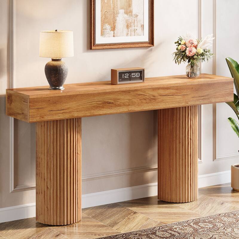 63-Inch Farmhouse Console Table for Entryway, Long Narrow Sofa Table -Rustic Brown - 11.81"D x 62.99"W x 33.46"H