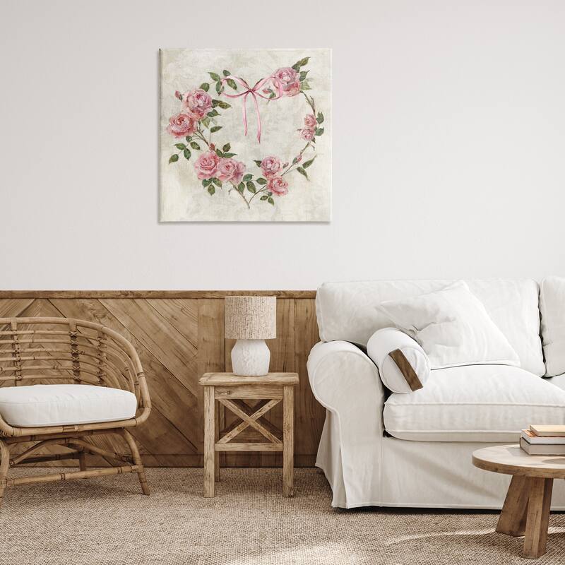 Stupell Rose Heart Wreath Canvas Wall Art Design By Sally Swatland