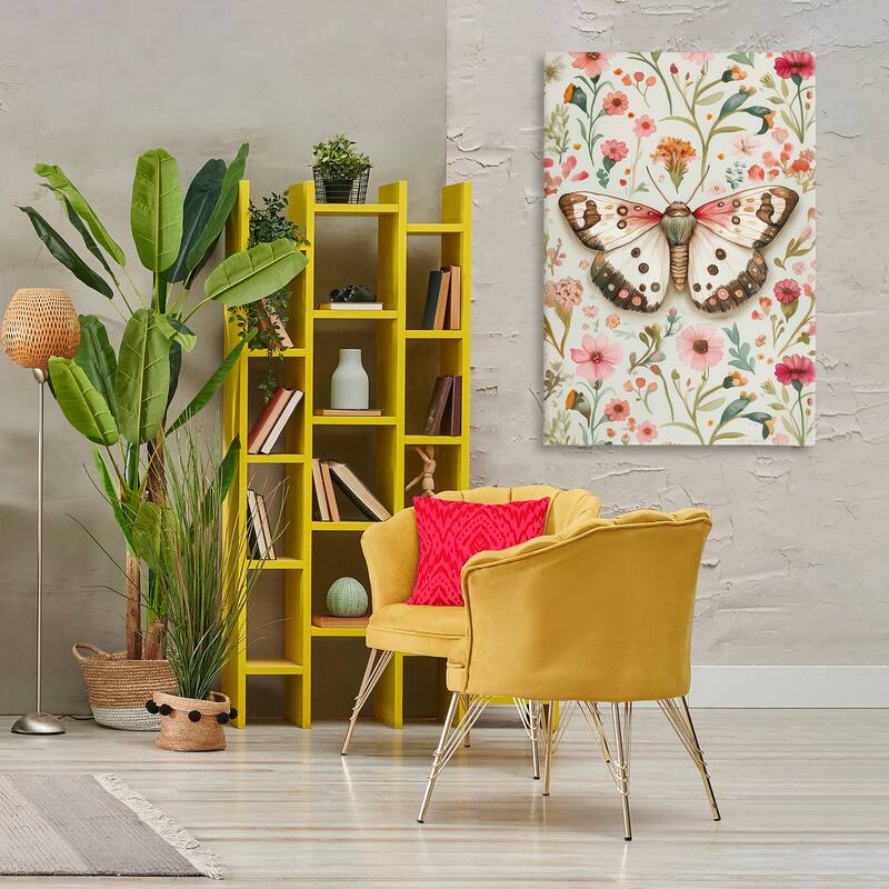 Stupell Botanical Butterfly on Florals Canvas Wall Art Design By The Dutch Lady
