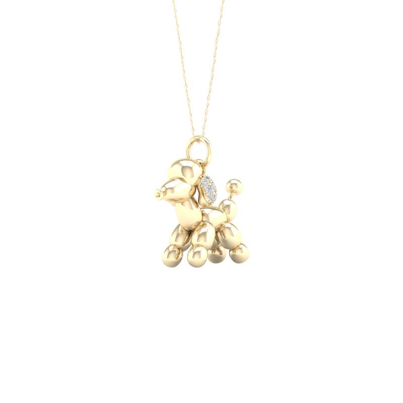 1/20ct TDW Diamond Charm Poodle Pendant Necklace in Silver for Women