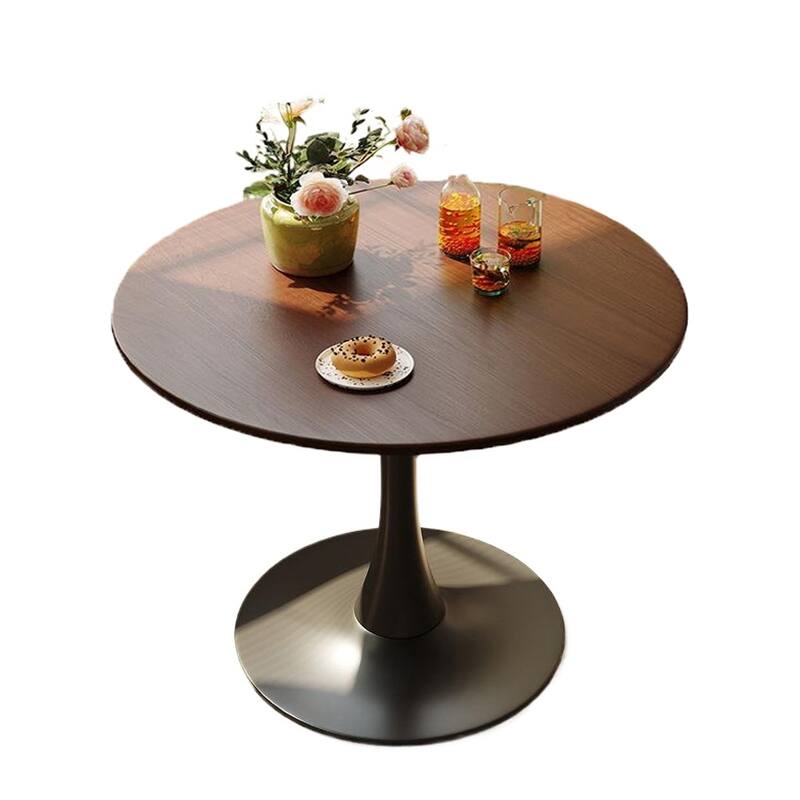Round Table, 31.5" Modern Dining Table, Dining Table,MDF Top and Steel Base Tulip Round Kitchen Table,Kitchen Table - Walnut