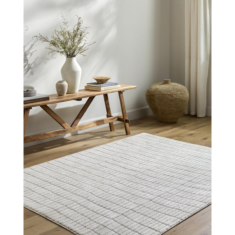 Livabliss x Our PNW Home Cascade Global Striped Area Rug - 10' x 14' - Ivory/Light Brown - Rectangle