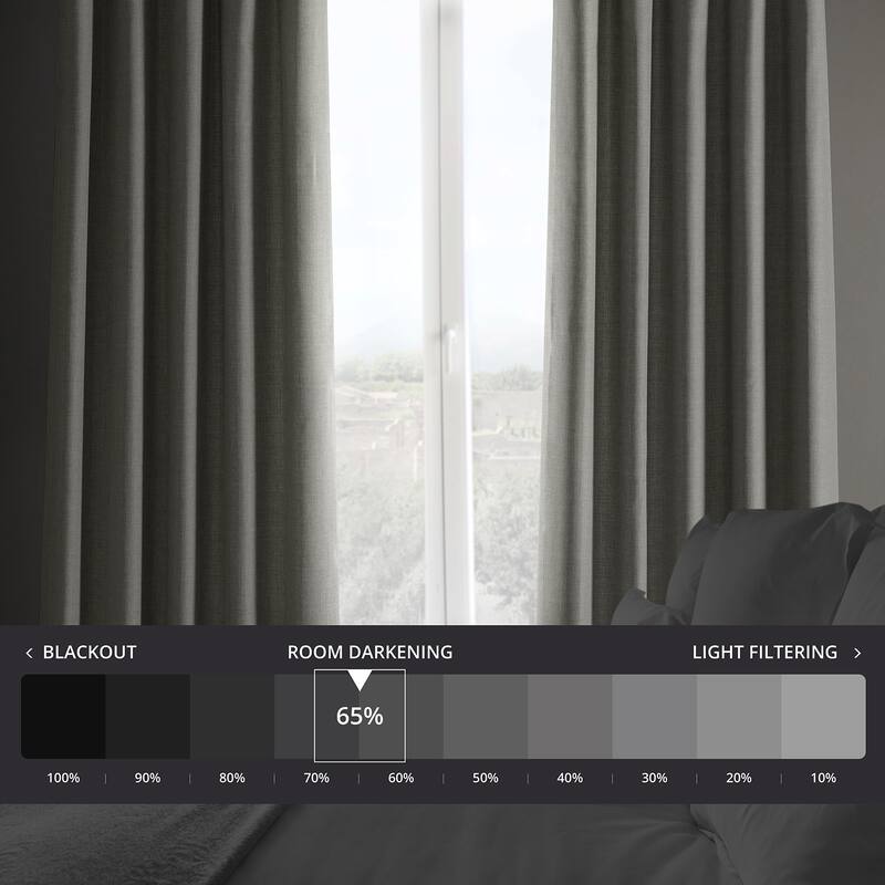 Exclusive Fabrics Italian Faux Linen Room Darkening Curtains (1 Panel) - Sophisticated Drapery for Versatile Décor