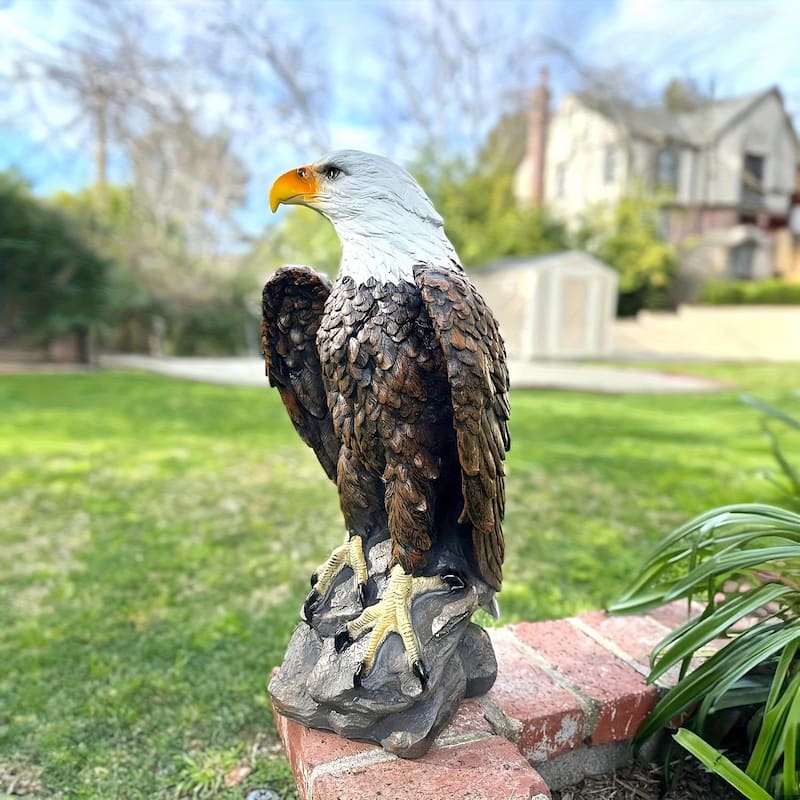 Large Standing Eagle Exhibition Garden Sculpture, 13 X 24.4-inch Bald Eagle Garden Statue, Hand Drawn Eagle Decoration