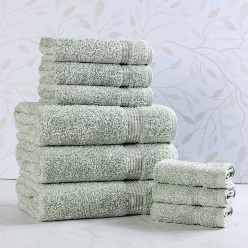 Superior Heritage Egyptian Cotton Absorbent 9-Piece Towel Set - Sage
