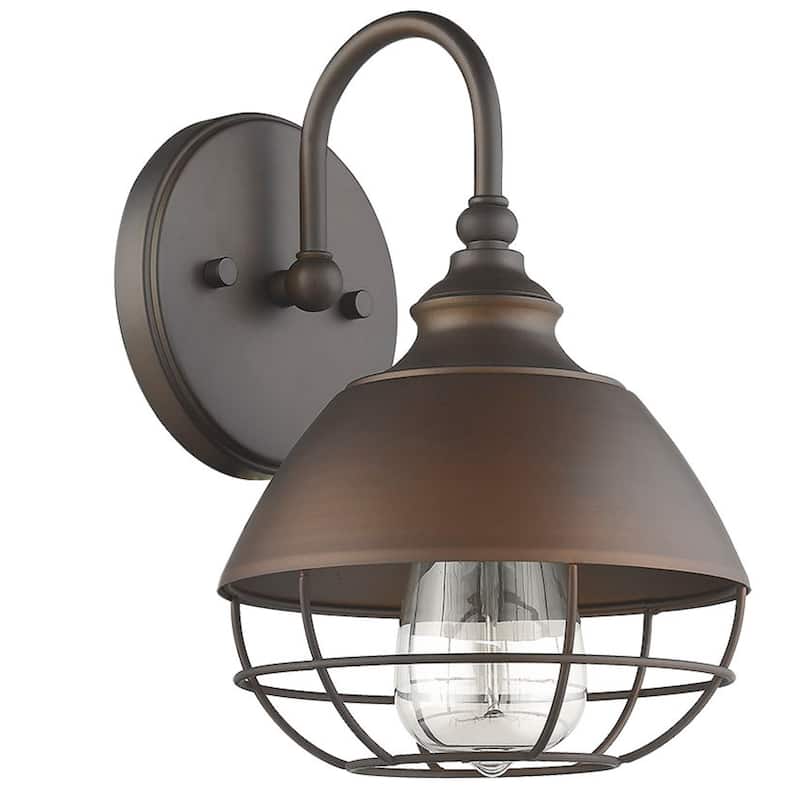 Industrial Cage Framed 1 Lt Sconce Oil Rubbed Bronze