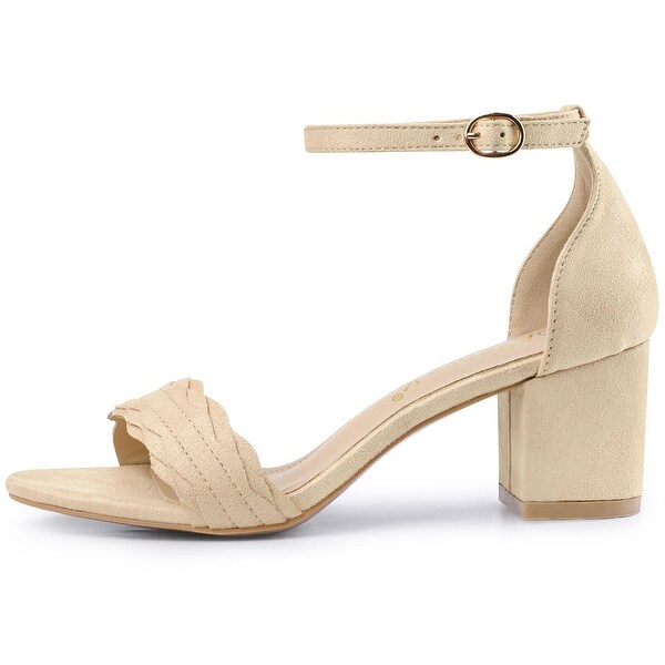 allegra k women's high chunky heel buckle ankle strap sandals