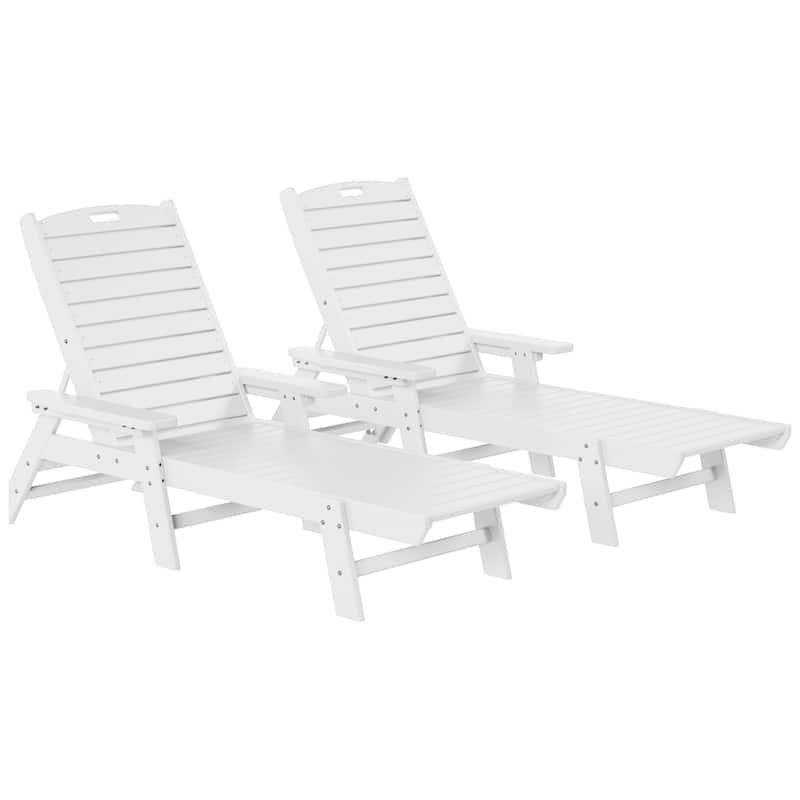 Laguna Hdpe All Weather Outdoor Patio Pool Reclining Chaise Lounge (Set Of 2) - White