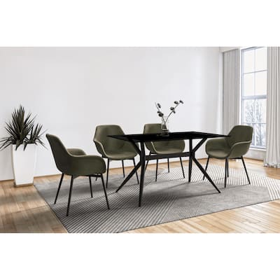 Elega Dining Table with Rectangular Glass/Sintered Stone Tabletop and Stainless Steel Base
