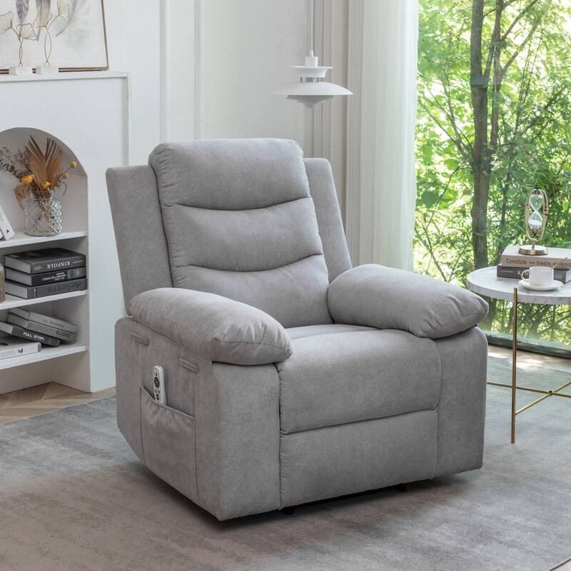 Electric recliner with seat heating and adjustable massage function - Light Gray