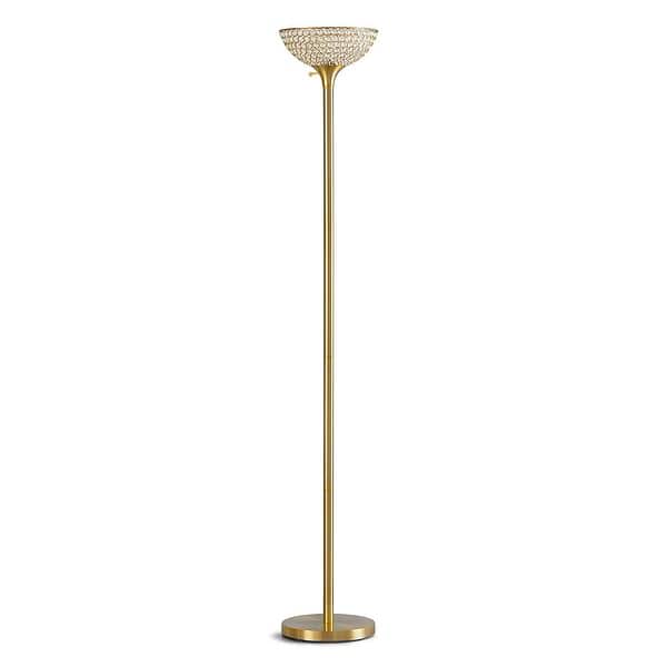 HomeGlam Madison 61 in. H Antique Brass Crystals Table and Floor