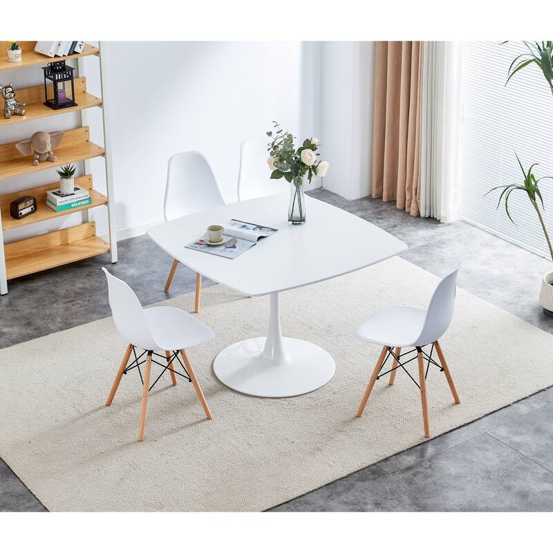 GDFStudio - Elmbridge Mid-Century Modern Contemporary 42.1" Pedestal Tulip Dining Table with Square Round Edge Top