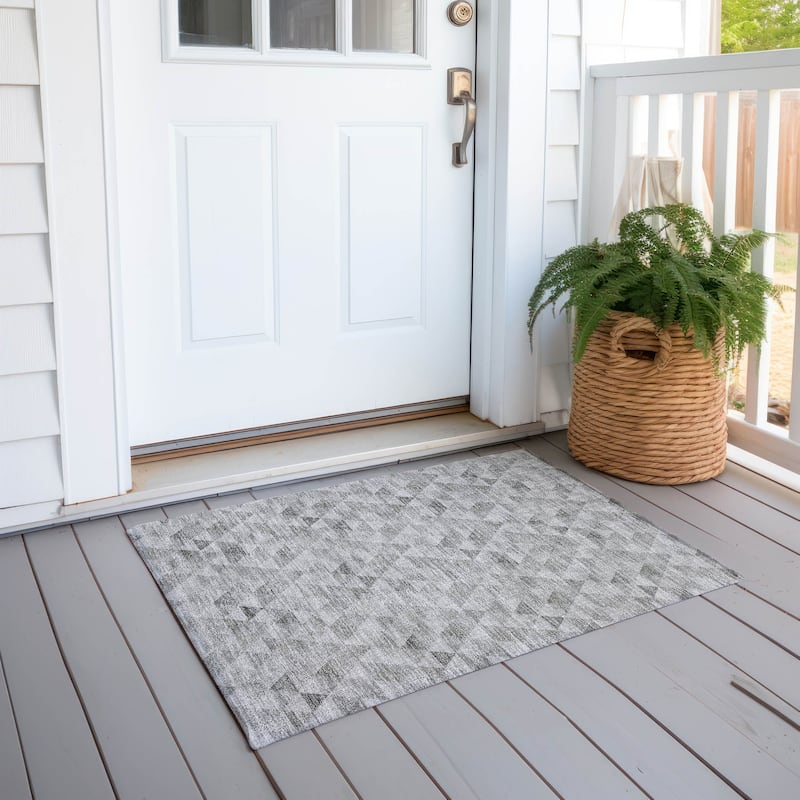 Machine Washable Indoor/ Outdoor Chantille Contemporary Mosaic Rug