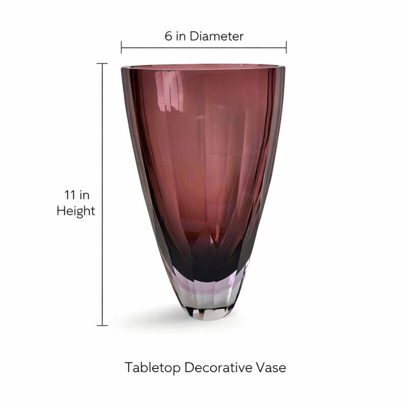 Plum 11" Minimalist Heavy Glass Cylinder Vase for Modern Home Decor