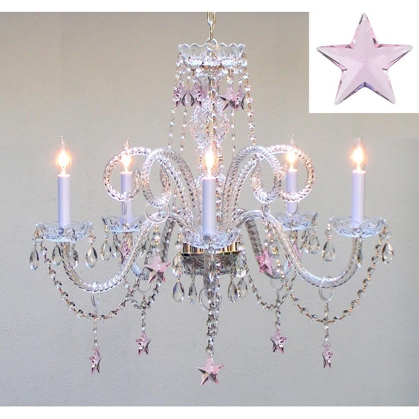 Empress Crystal Chandelier Lighting With Pink Crystal*Stars* H25 x W24