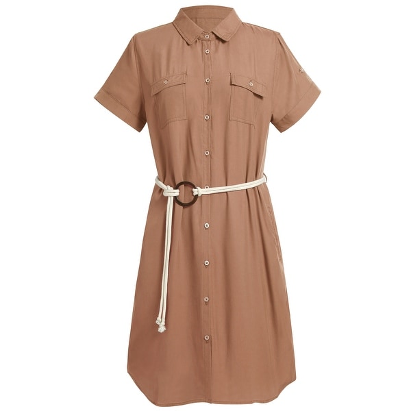 women's short sleeve shirt dress