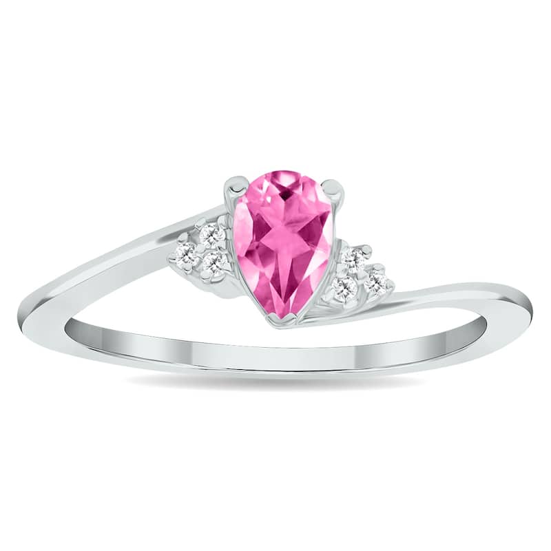 Women's Pink Topaz and Diamond Tierra Ring in 10K White Gold