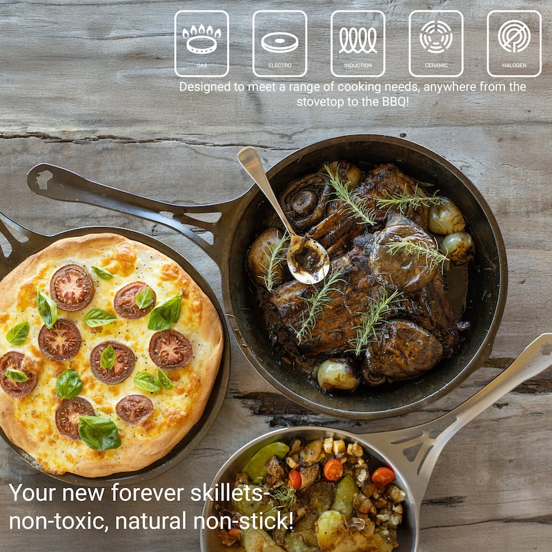Solidteknics Lightning Long Handle Skillet with Lil Flippa & Pan Scraper