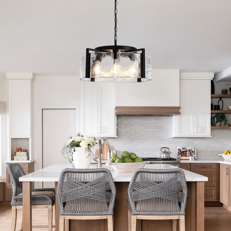 Black 4-Light Glass Chandelier, 20.47