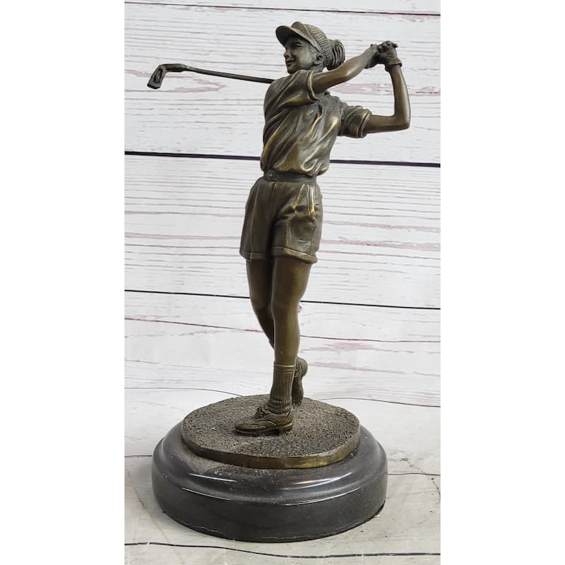 Hot Cast Bronze Female Golfer Golf Mom Statue Sculpture Gift Trophy Decor