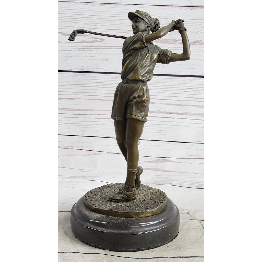 Hot Cast Bronze Female Golfer Golf Mom Statue Sculpture Gift Trophy Decor