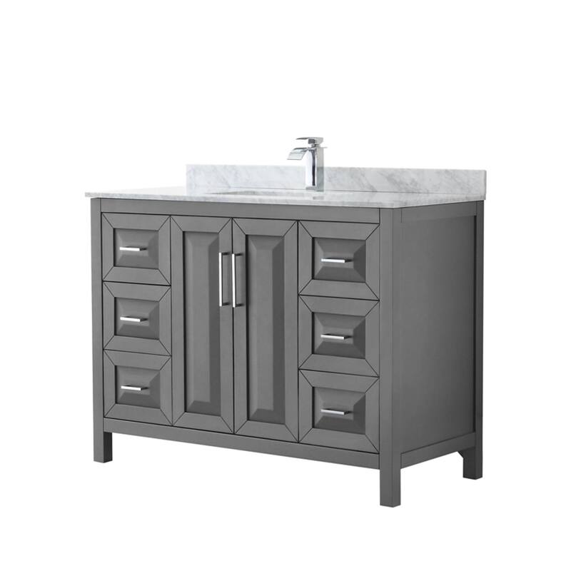 Wyndham Collection Daria 48" Free Standing Single Vanity Set with MDF - Dark Gray / White Carrara Marble Top / Polished - Steel Finish