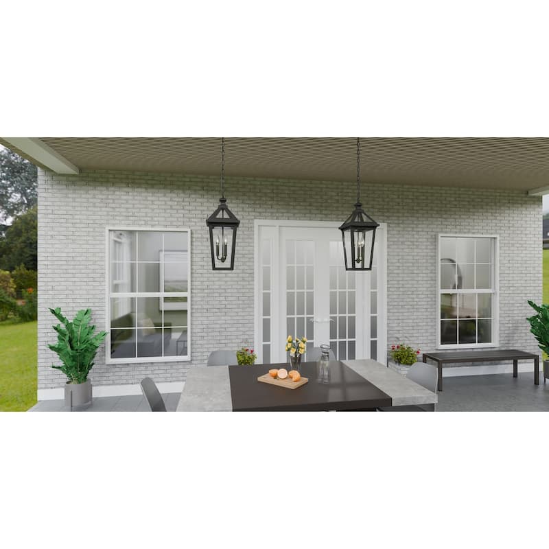 Boulevard 3-Light Matte Black Outdoor Hanging Lantern