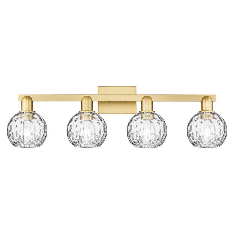 Innovations Lighting Endless Possibilities Arcadia - Athens Water Glass - 4 Light 33" Bath Vanity Light - Satin Gold