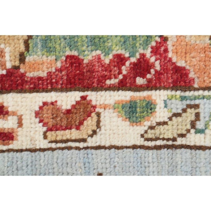 Hand Knotted Oriental 100% Wool Carpet Transitional Floral Navy Blue & Blues Oushak Area Rug - 9' 8'' X 8' 2''