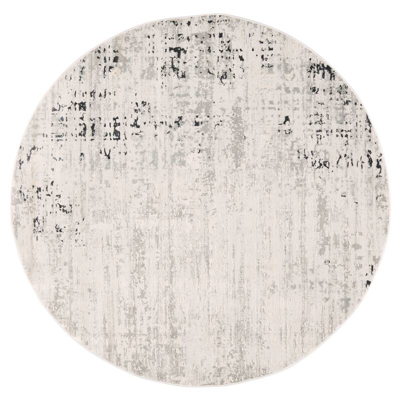 Hadden Grey Abstract Area Rug - 6' Round - Round