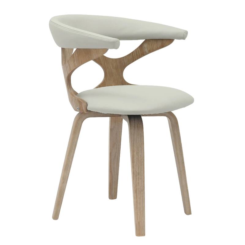 Klyne Leather Dining Chair with Poplar Wood Frame - Mid-Century Wooden Accent Chair with Swivel Base Set of 2