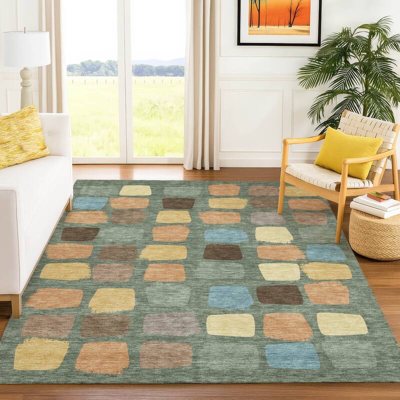 Machine Washable Indoor/ Outdoor Casual Hoppy Chantille Rug
