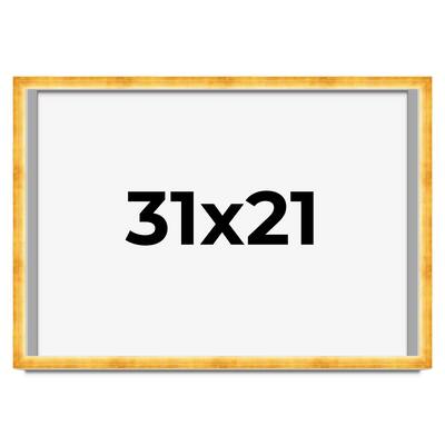 31x21 Shadow Box Frame Gold | 1.625 Inches Deep Real Wood Traditional