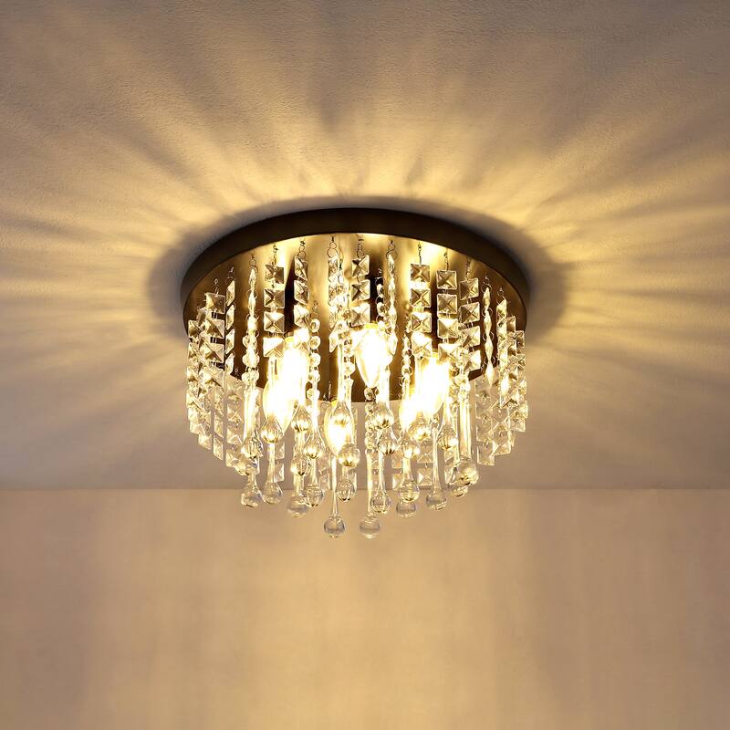 GetLedel 6-Light Crystal Flush Mount Chandelier