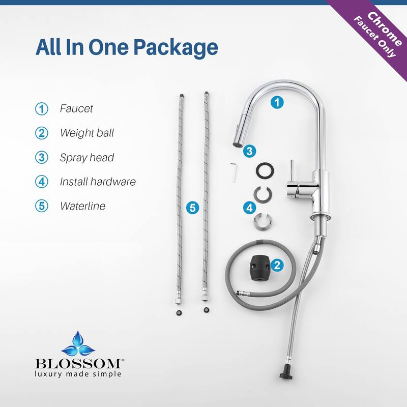Blossom Solid Pull-Down Kitchen Faucet w/ 360 Swivel, Single Handle